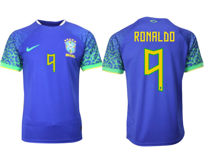 Men 2022 World Cup National Team Brazil away aaa version blue 9 Soccer Jersey
